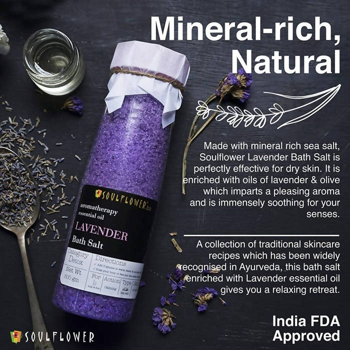 Soulflower Aromatherapy Essential Oil Lavender Bath Salt - DrMediCart