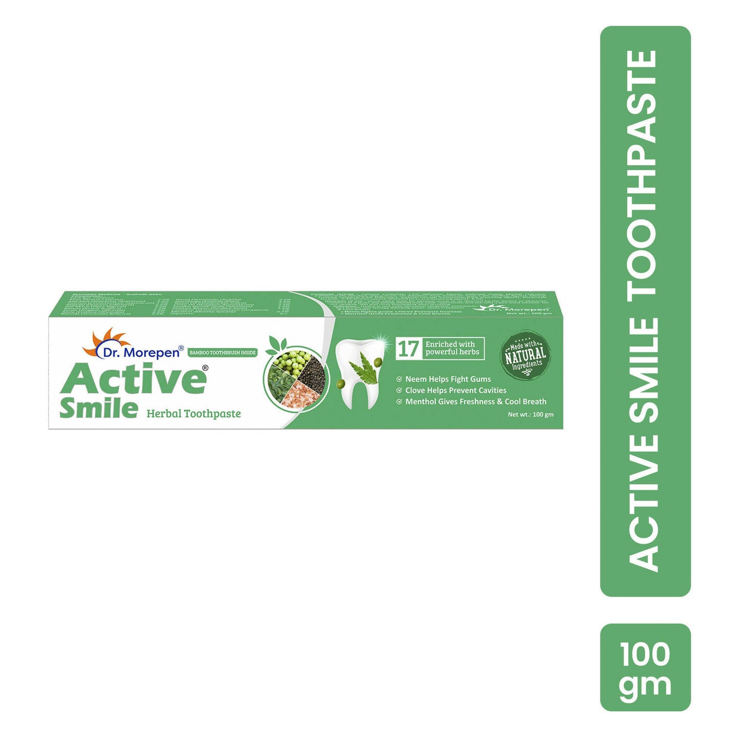 Dr. Morepen Active Smile Herbal Toothpaste with Neem, Clove & Menthol