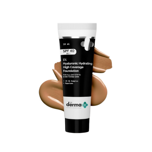 The Derma Co 1% Hyaluronic Hydrating High Coverage Foundation With SPF 40 PA+++ - 01 Ivory