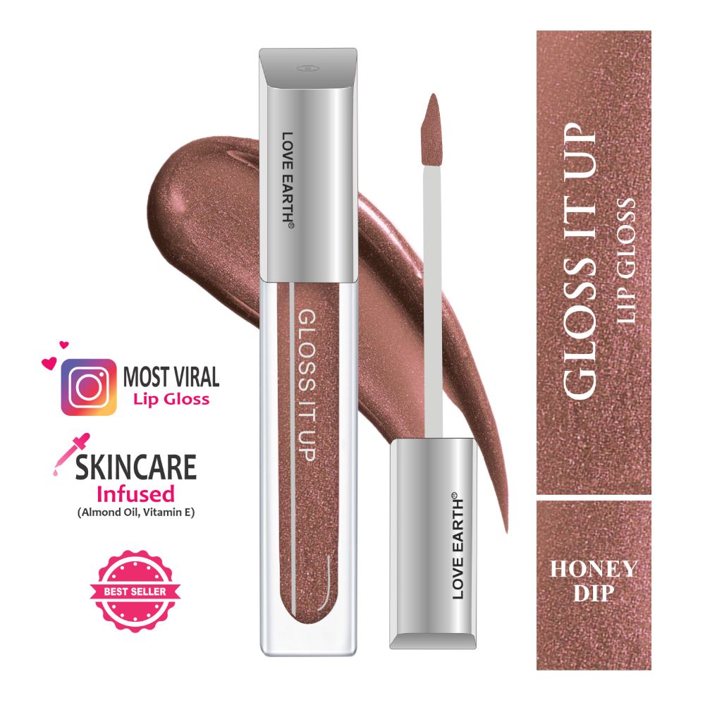 Love Earth Lip Gloss - Honey Dip (Brown Glitter)