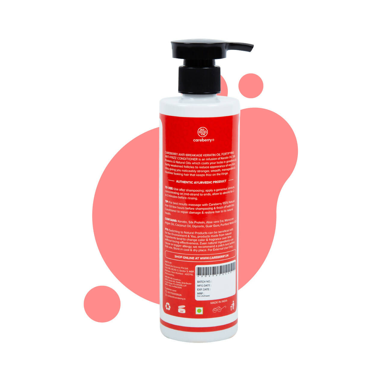 Careberry Keratin Oil & Silk Proteins Anti-Frizz Conditioner For Dry & frizzy Hair - DrMediCart