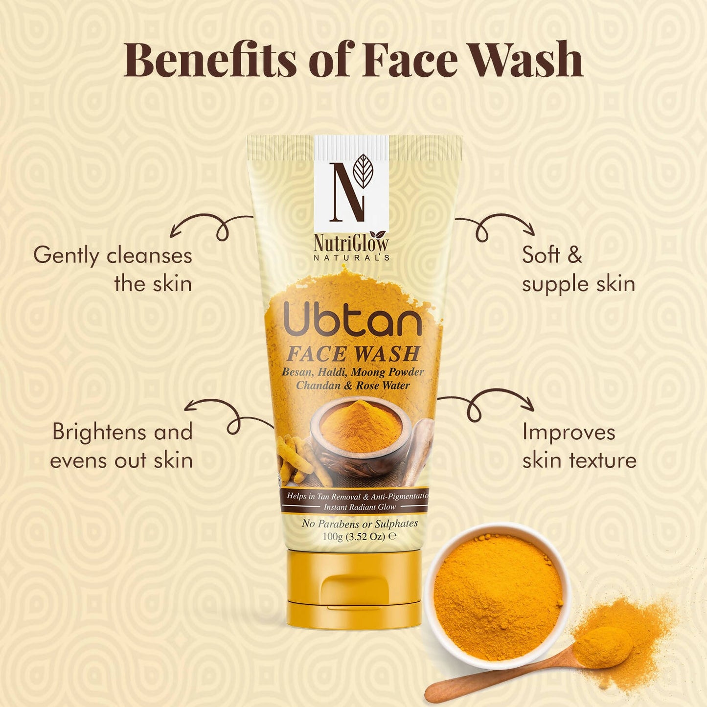 NutriGlow NATURAL'S Ubtan Face & Body Scrub with Besan, Moong Powder