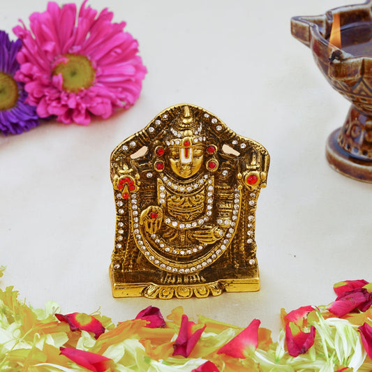 Buy Estele Gold-Polished Lord Tirupati Balaji Idol Showpiece for Pooja Mandir/ Home Decorative
