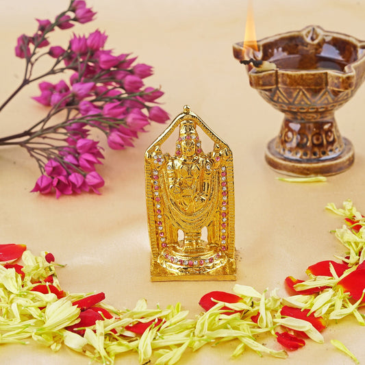 Buy Estele Gold-Polished Lord Tirupati Balaji Idol Showpiece for Pooja Mandir/ Home Decorative