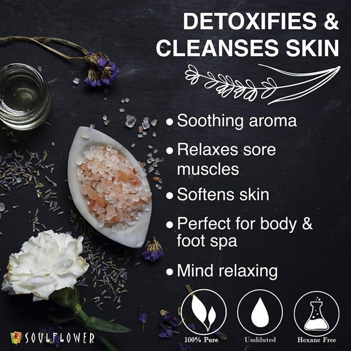 Soulflower Aromatherapy Essential Oil Lavender Bath Salt Enriched With Himalayan Pink Rock Salt - DrMediCart