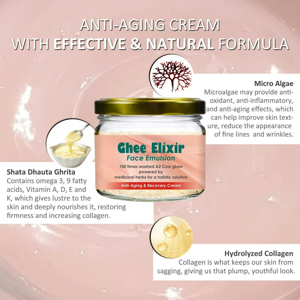 Beauty Secrets Ghee Elixir Ayurvedic Night Cream for Face infused with Collagen | Repair, Restore and Revive Naturally | Anti Aging Moisturizer