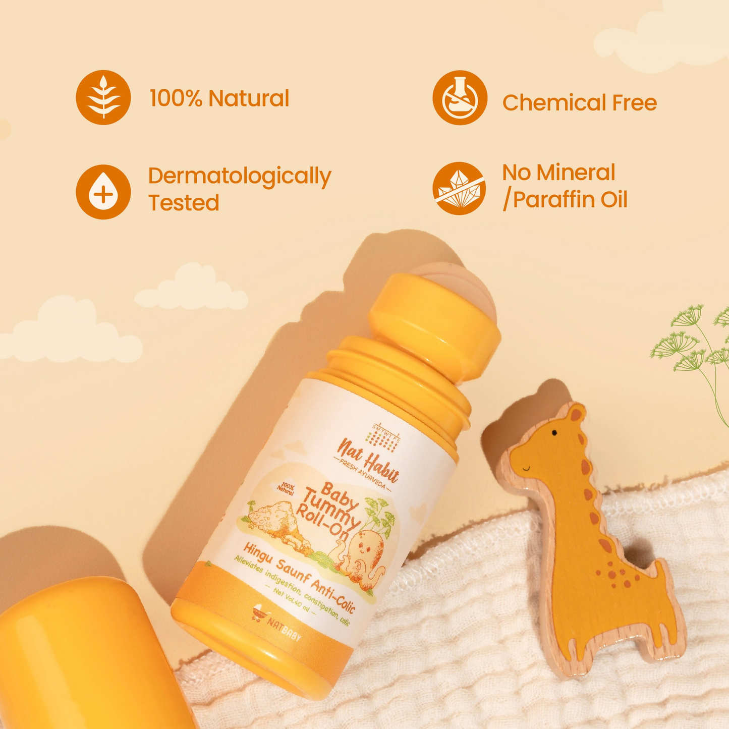 Nat Habit Hingu Saunf Anti-Colic Baby Tummy Roll-On