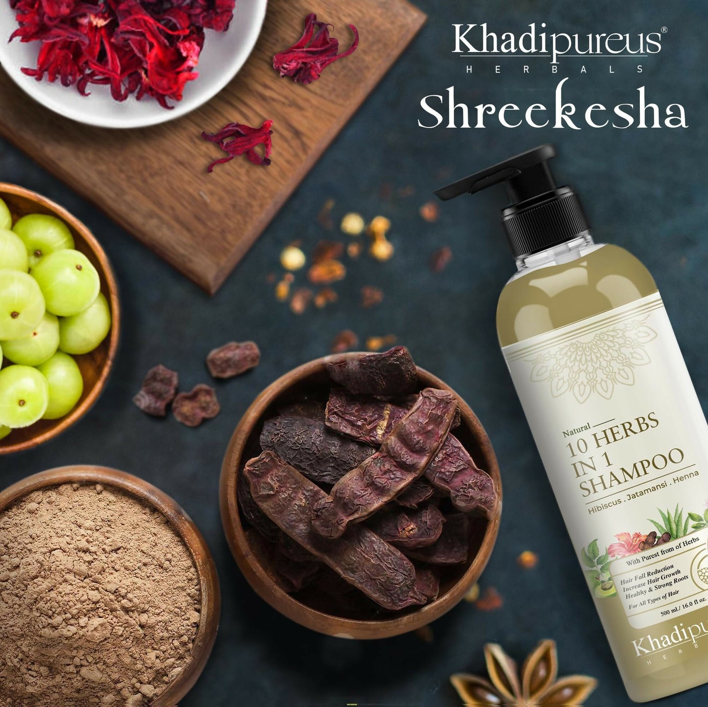 Khadi Pureus Herbals Shreekesha 10 Herbs in 1 Shampoo