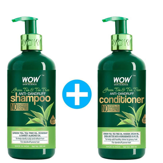 Buy Wow Skin Science Green Tea & Tea Tree Anti-Dandruff Shampoo & Conditioner from DrMediCart, Ship from India to USA