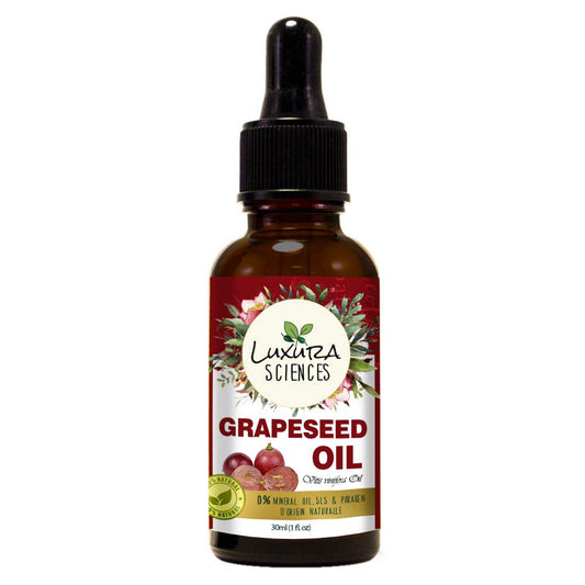 Luxura Sciences Organic Grape Seed Oil, 100% Pure, Natural & Cold-Pressed For Skin, Hair, Body