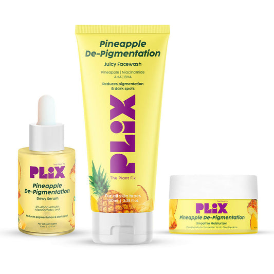 PLIX The Plant 2% Alpha Arbutin Depigmentation Combo For Dark Spot Removal With Cleanser, Face Serum & Cream
