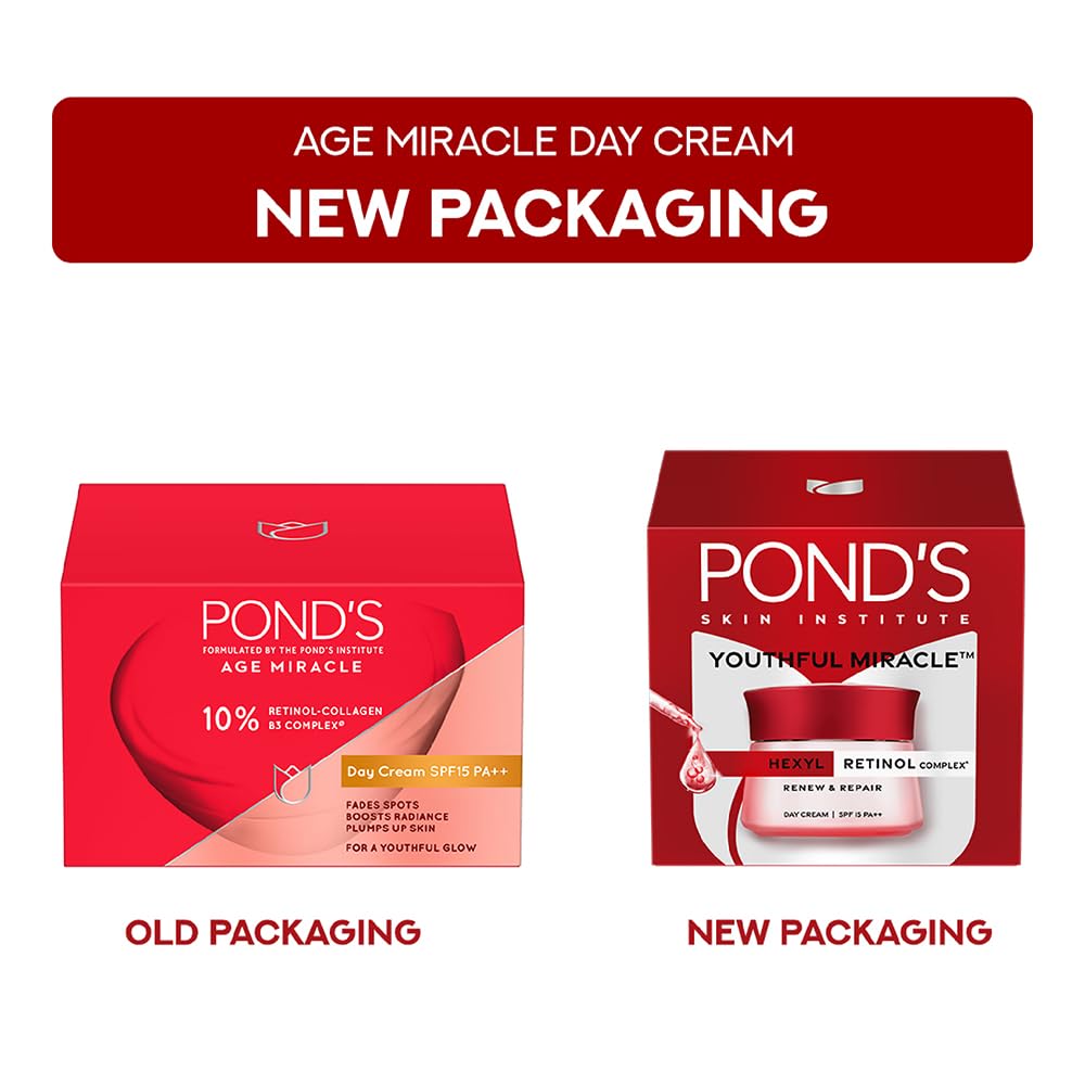 Ponds Youthful Miracle Hexyl Retinol Complex, Renew & Repair Day Cream 50g SPF 15 PA++