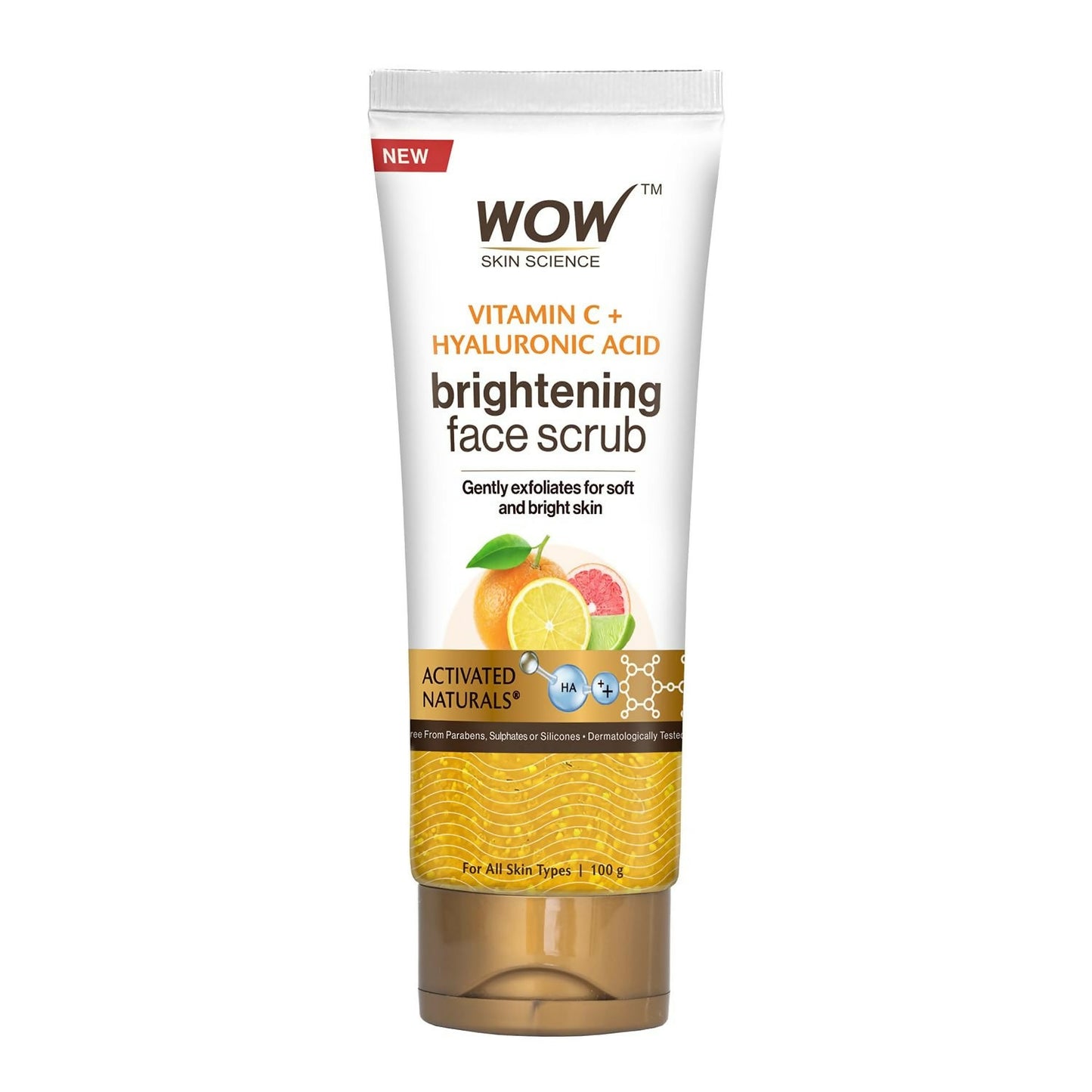 WOW Skin Science Vitamin C + Hyaluronic Acid Brightening Face Scrub For Gently Exfoliates, Smoothens Skin Texture