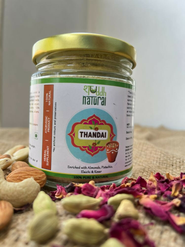 Shuddh Natural Ubtan Based Herbal Gulal, Ayurvedic Thandai Powder, Floral Tisane, Natural Honey | Holi Gift Hamper