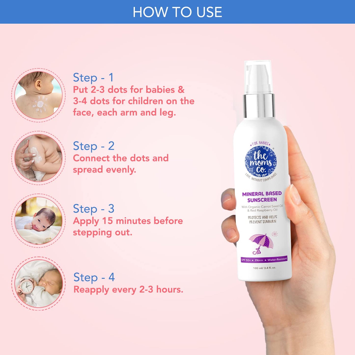 The Moms Co Waterproof SPF 50+ Natural Mineral Based Baby Sunscreen For UV-A & UV-B Protection