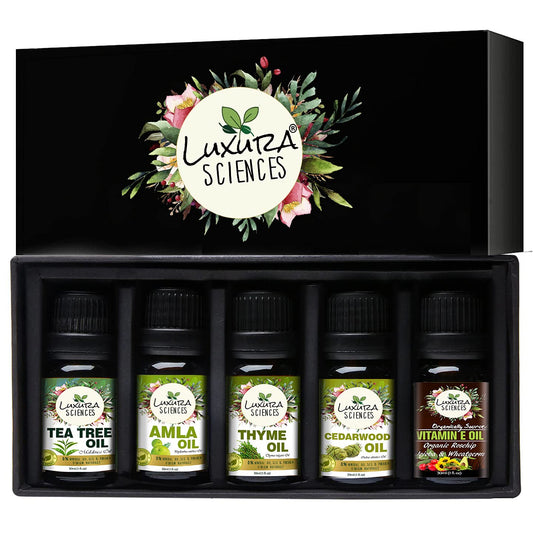 Luxura Sciences Organic Essential Oil Anti Dandruff - Tea Tree Oil, Thyme Oil, Amla Oil, CedarWood Oil, Vitamin E Oil