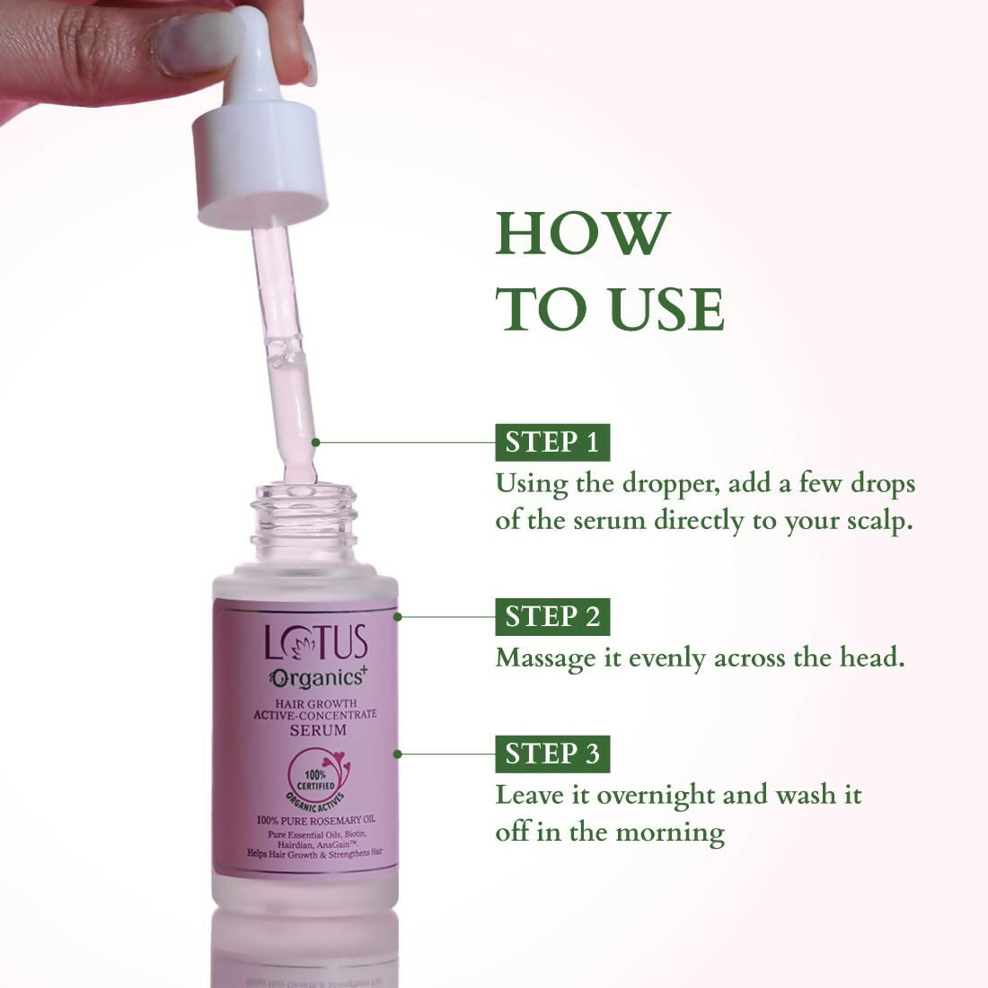 Lotus Organics+ Hair Growth Active Concentrate Serum for Hair Growth, Increases Thickness, Strengthens Hair Follicles