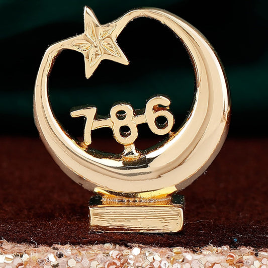 Buy Estele Gold-Polished Spiritual 786 Chand Taara Idol for Home Decorative/ Car Dashboard
