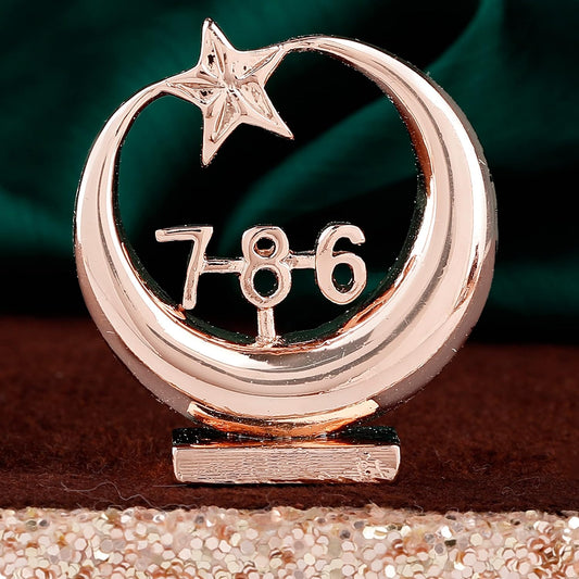 Buy Estele Pink/Rose Gold-Polished Spiritual 786 Chand Taara Idol for Home Decorative/ Car Dashboard