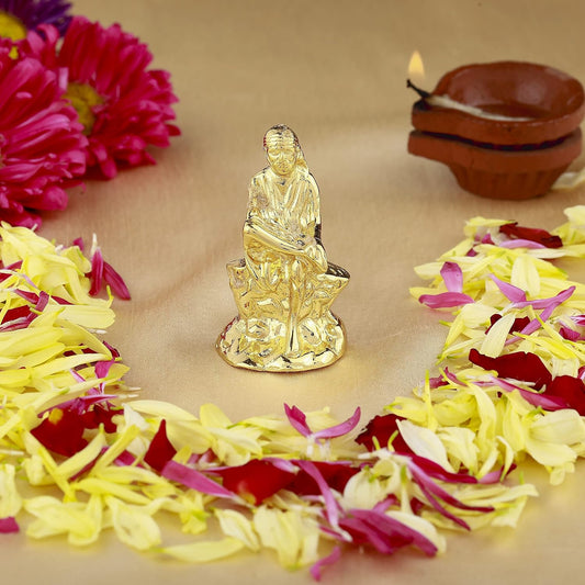 Buy Estele Gold-Polished Divine Sirdi Sai Baba Idol for Pooja/Gifts/Car decor
