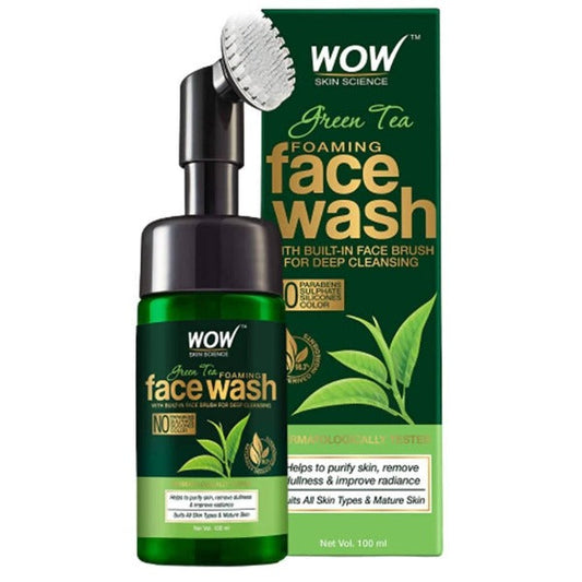 Buy Wow Skin Science Green Tea Foaming Face Wash With Built-In Face Brush For Deep Cleansing from DrMediCart, Ship from India to USA