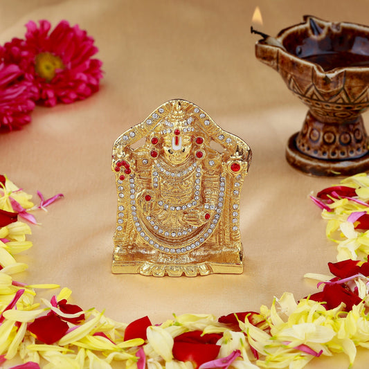 Buy Estele Gold-Polished Lord Tirupati Balaji Idol Showpiece for Pooja Mandir/ Home Decorative