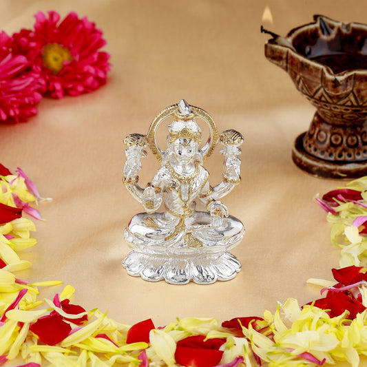 Buy Estele Gold & Rhodium goddess of wealth Laxmi Devi Idol on lotus for Pooja/Car decor