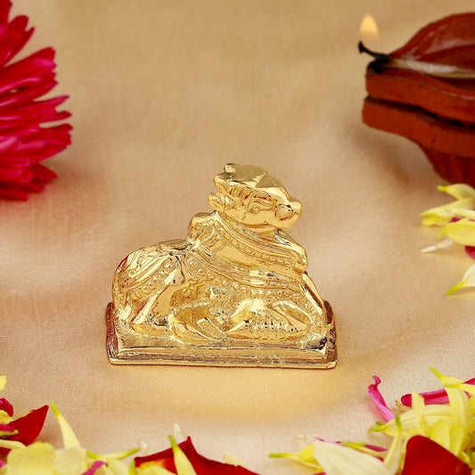 Buy Estele Gold-Polished Lord Nandikeshwara Idol for Home/Car Decor