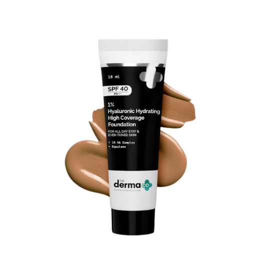 The Derma Co 1% Hyaluronic Hydrating High Coverage Foundation With SPF 40 PA+++ - 07 Cinnamon