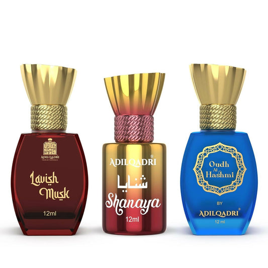Buy AdilQadri Lavish Musk, Shanaya & Oudh Al Hashmi Attar Combo from DrMediCart, Ship from India to USA