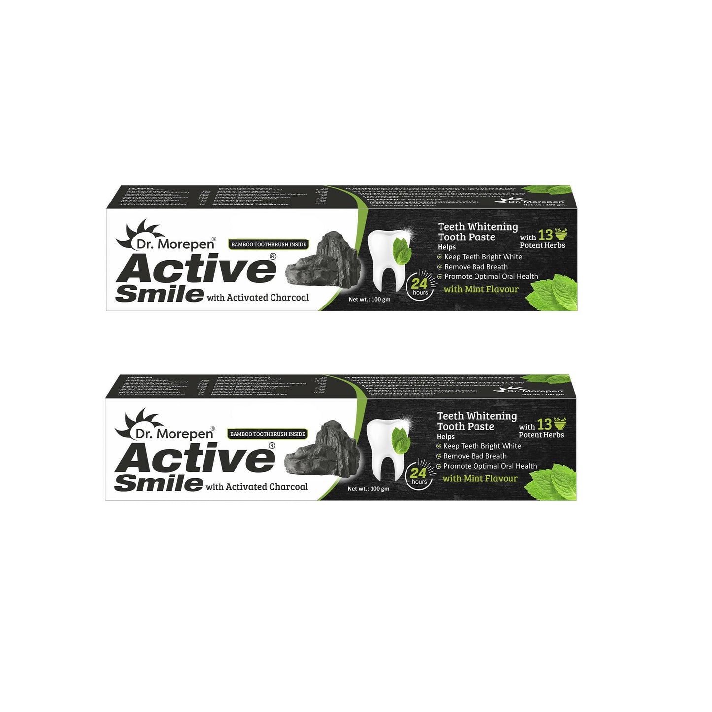 Dr. Morepen Active Smile Charcoal Toothpaste for Teeth Whitening & Bad Breath Removal