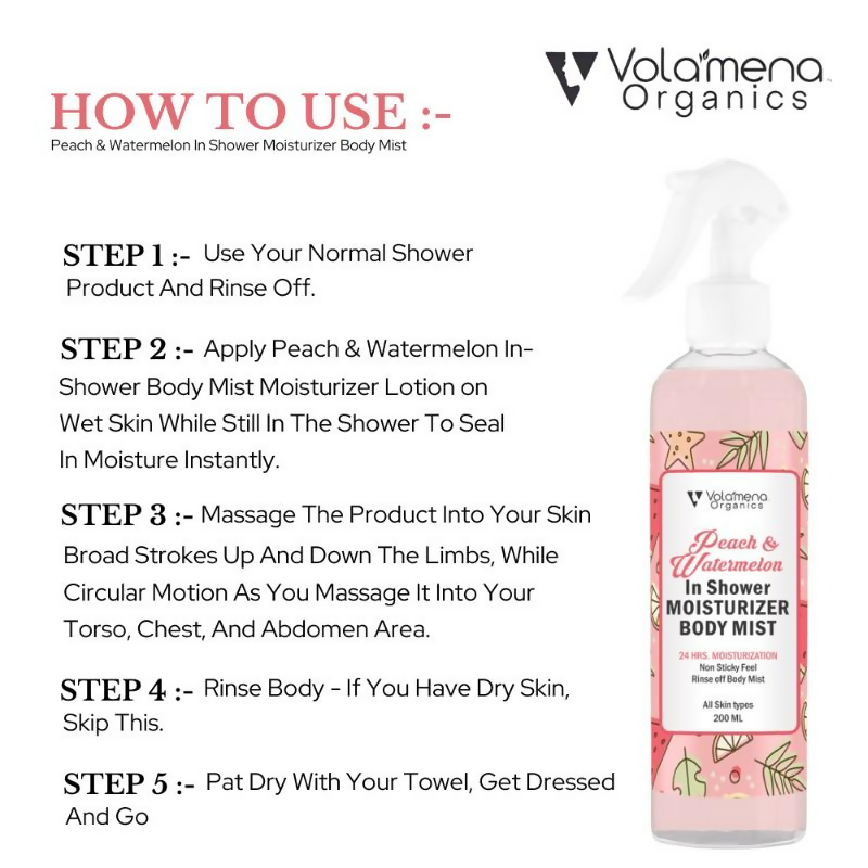 Volamena Peach & Watermenlon In Shower Moisturizer Body Mist
