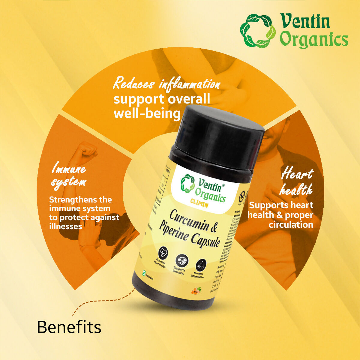 Ventin Organics Climin Curcumin with Piperine Capsules