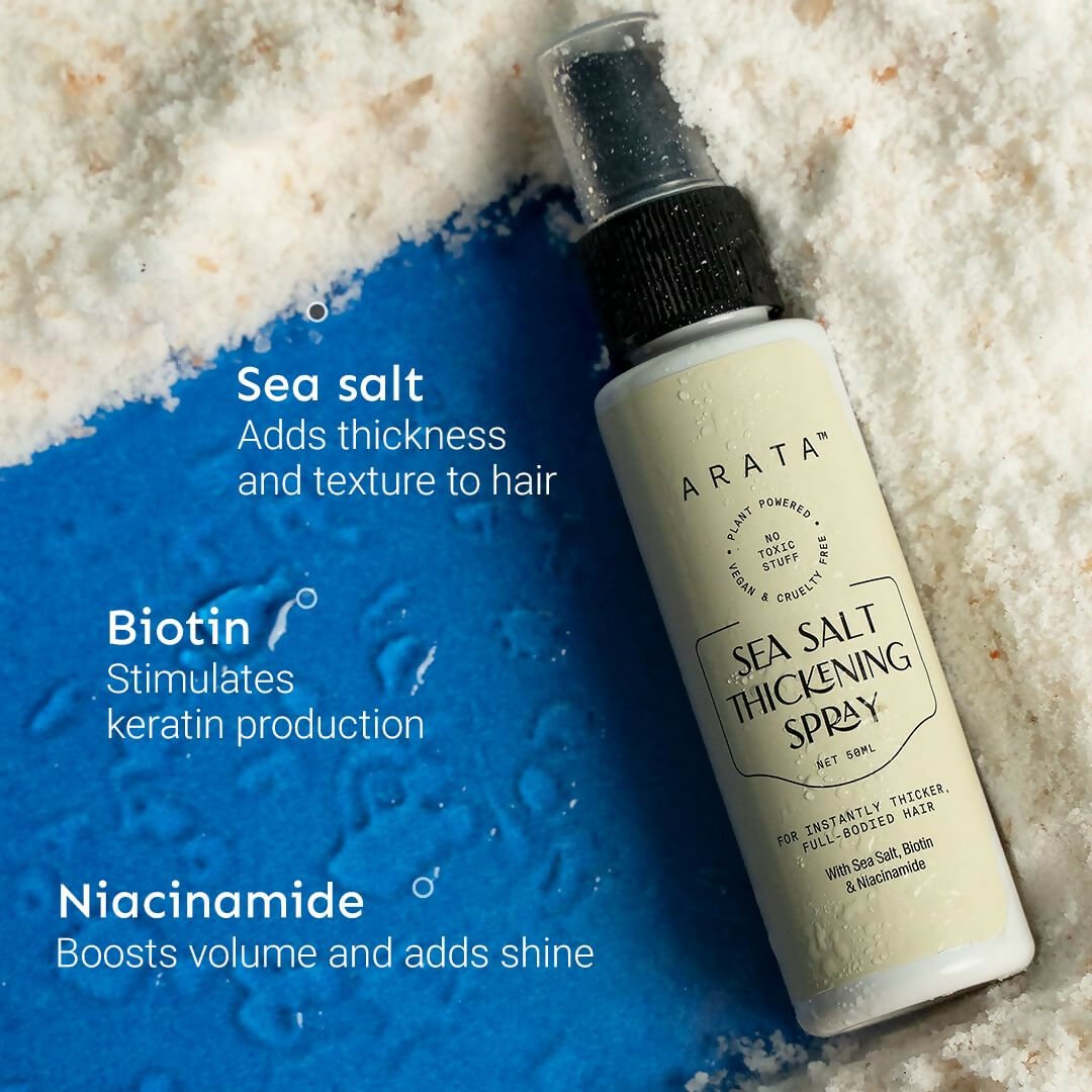 Arata Sea Salt Volumizing Hair Spray Infused with Niacinamide, Biotin & Sea Salt For Instantly Thicker, Full-Bodied Hair