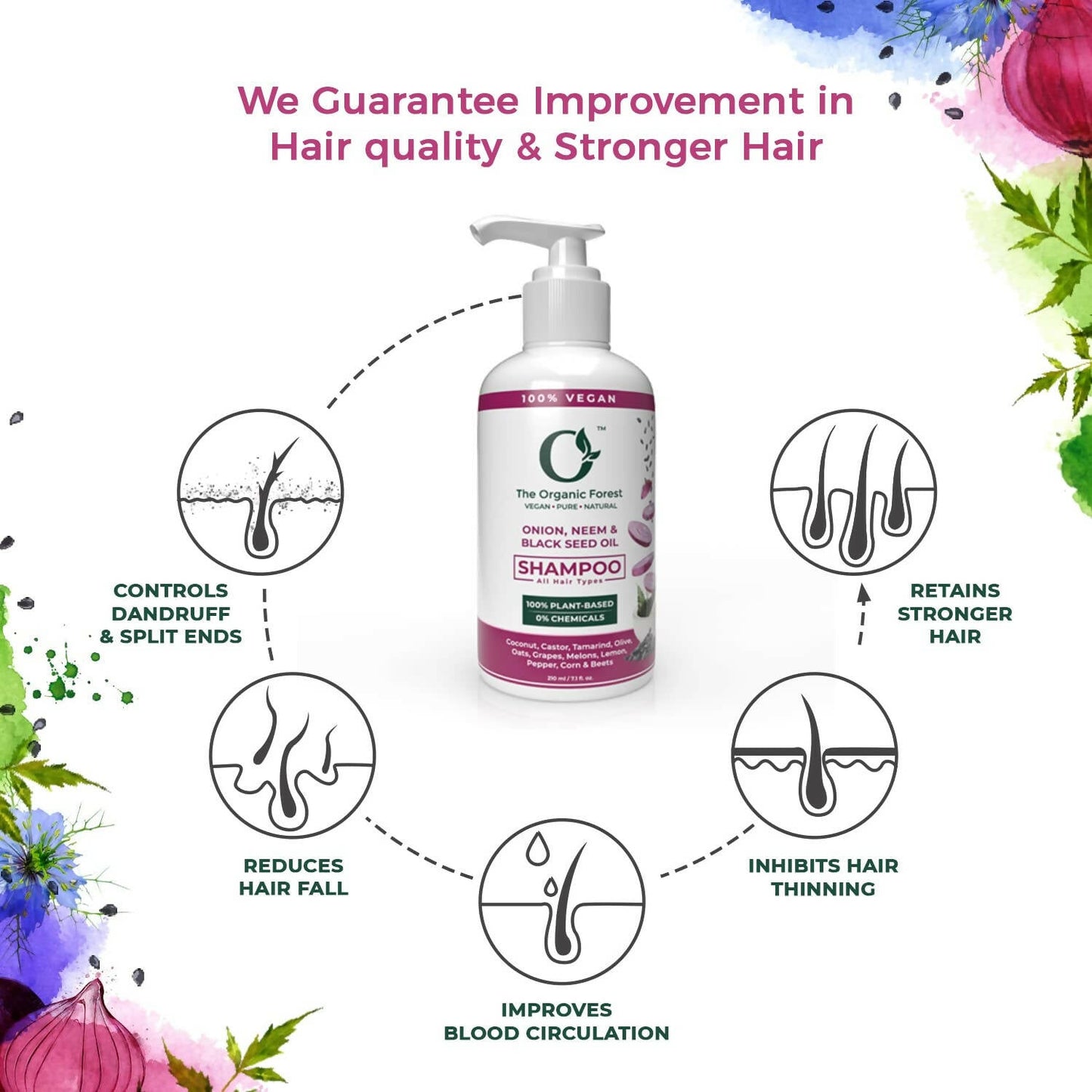 The Organic Forest Onion, Neem & Black Seed Oil Hair Shampoo