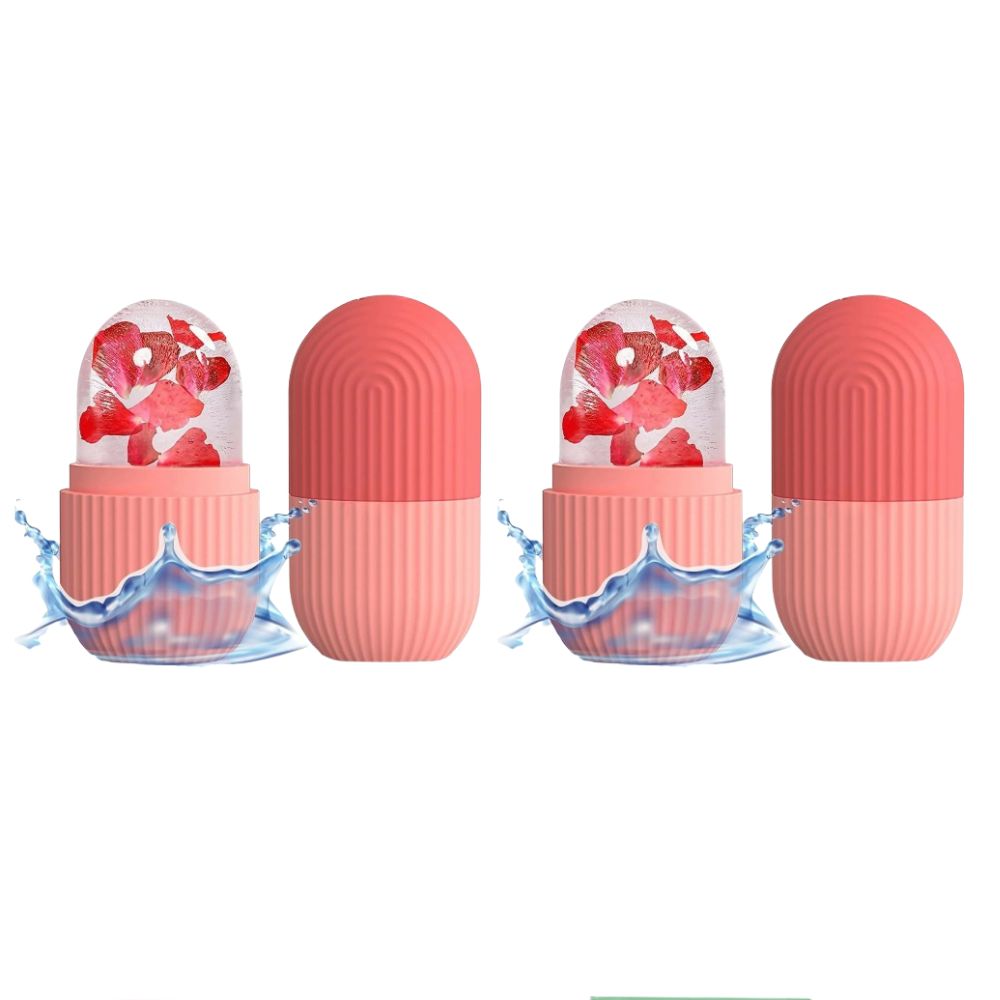 Ice Face Roller Silicone Facial Cube for Eyes Neck Massage Remove Dark Circle - Pink