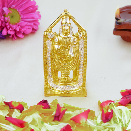 Buy Estele Gold-Polished Lord Tirupati Balaji Idol Showpiece for Pooja Mandir/ Home Decorative