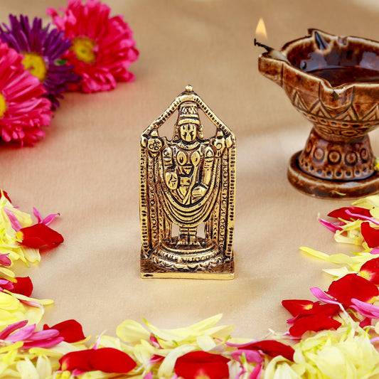 Buy Estele Gold-Polished Lord Tirupati Balaji Idol Showpiece for Pooja Mandir/ Home Decorative