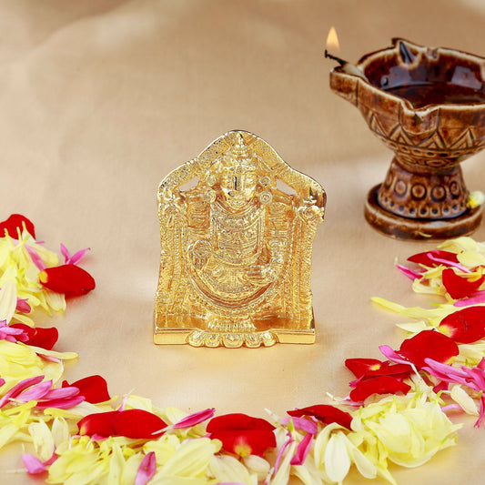 Buy Estele Gold-Polished Lord Tirupati Balaji Idol Showpiece for Pooja Mandir/ Home Decorative
