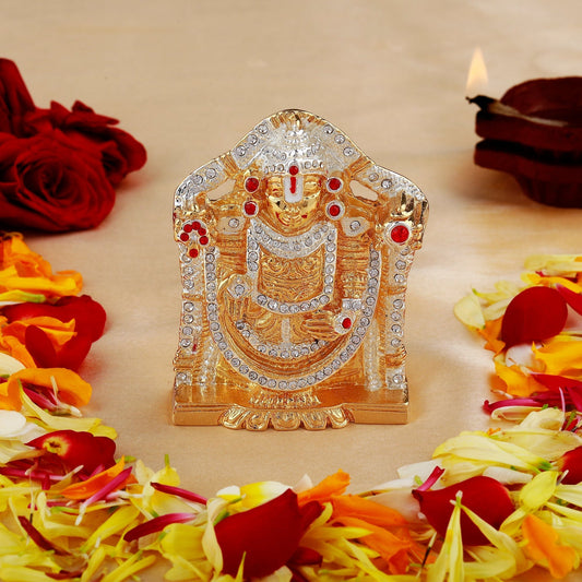 Buy Estele Gold-Polished Lord Tirupati Balaji Idol Showpiece for Pooja Mandir/ Home Decorative