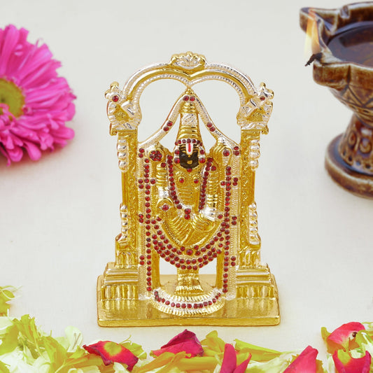 Buy Estele Gold-Polished Lord Tirupati Balaji Idol Showpiece for Pooja Mandir/ Home Decorative