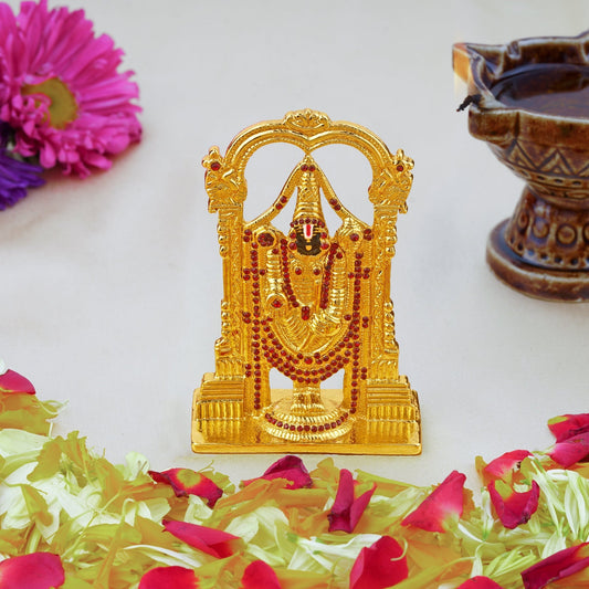 Buy Estele Gold-Polished Lord Tirupati Balaji Idol Showpiece for Pooja Mandir/ Home Decorative
