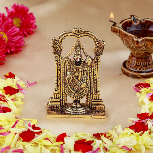 Buy Estele Gold-Polished Lord Tirupati Balaji Idol Showpiece for Pooja Mandir/ Home Decorative
