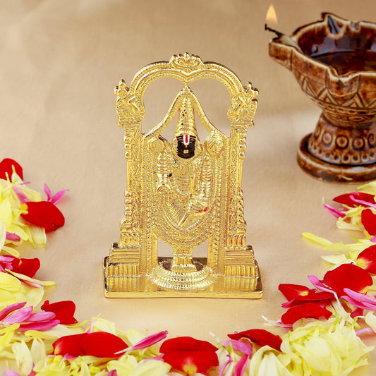 Buy Estele Gold-Polished Lord Tirupati Balaji Idol Showpiece for Pooja Mandir/ Home Decorative