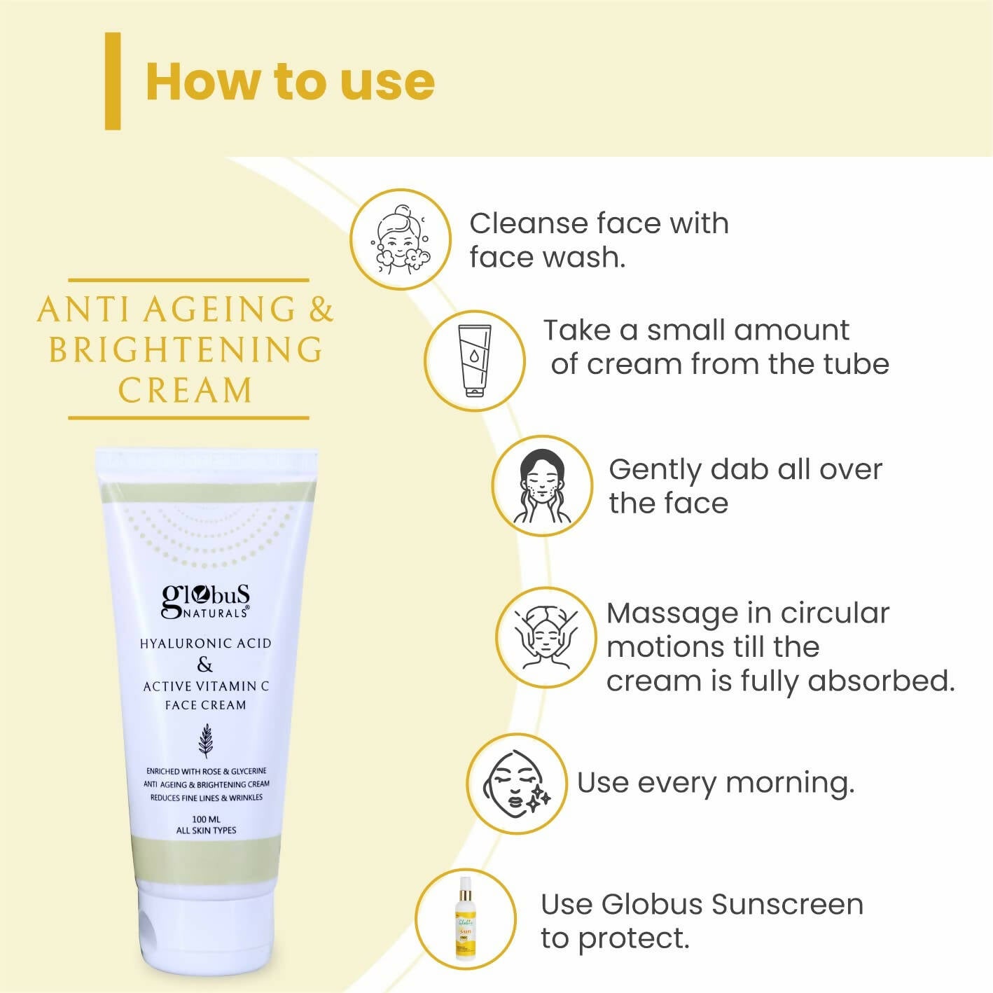 Globus Naturals Hyaluronic Acid & Vitamin C Anti Ageing Face Cream