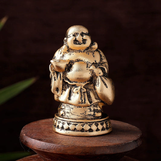 Buy Estele Gold-Polished Laughing Buddha standing statue with Potli showpiece for Perfect Home and Office Décor