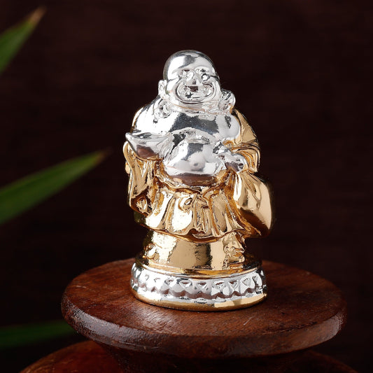 Buy Estele Gold-Polished Laughing Buddha standing statue with Potli showpiece for Perfect Home and Office Décor