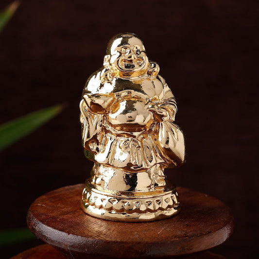 Buy Estele Gold-Polished Laughing Buddha standing statue with Potli showpiece for Perfect Home and Office Décor