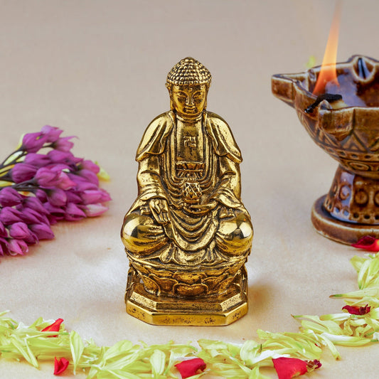 Buy Estele Gold-Polished Antique Lord Gautam Buddha Meditating Idol statue for Home Decor/ work place