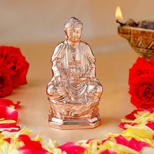 Buy Estele Pink/Rose Gold-Polished Lord Gautam Buddha Mediatating Idol statue for Home Décor/ working place